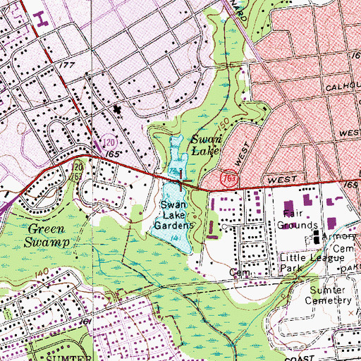 Topographic Map of Swan Lake Dam D-1447, SC