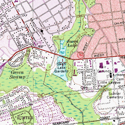 Topographic Map of Swan Lake, SC