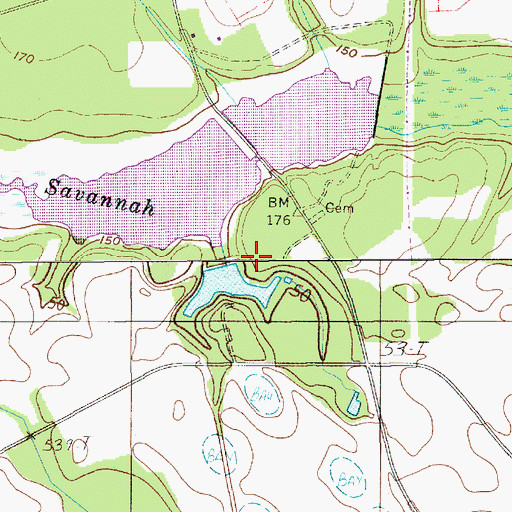 Topographic Map of Montagues Pond Dam D-2055, SC