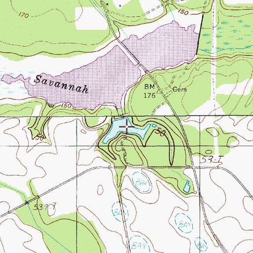 Topographic Map of Montagues Pond, SC