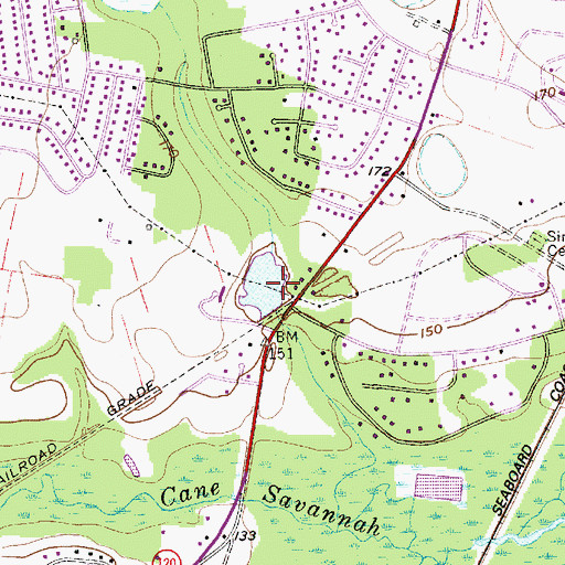 Topographic Map of Mathis Pond Dam D-2057, SC
