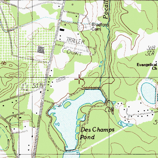 Topographic Map of Deschamps Big Pond, SC