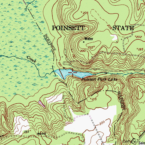Topographic Map of Poinsett Park Lake, SC