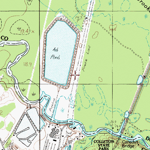 Topographic Map of SCE and G Ash Pond Dam D-2555, SC