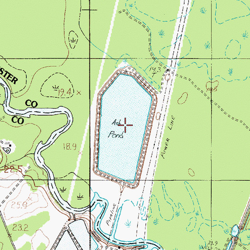 Topographic Map of SCE and G Ash Pond, SC