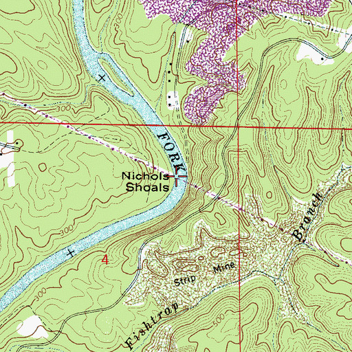 Topographic Map of Nichols Shoals, AL