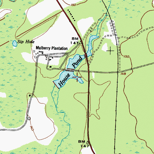 Topographic Map of Mulberry House Pond Dam D-2505, SC