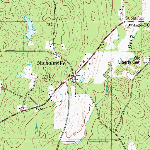 Topographic Map of Nicholsville, AL