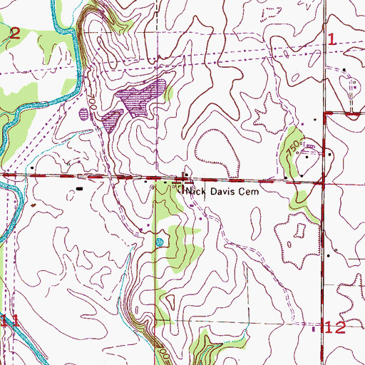 Topographic Map of Nick Davis Cemetery, AL