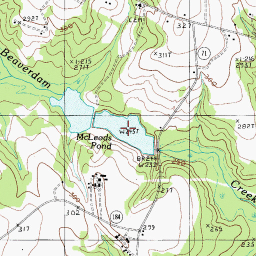 Topographic Map of McLeods Upper Pond, SC