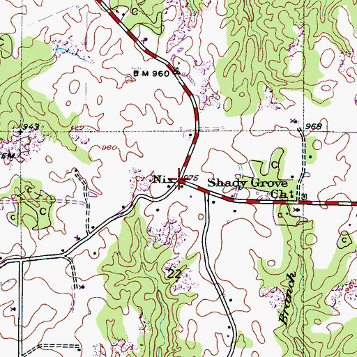 Topographic Map of Nix, AL