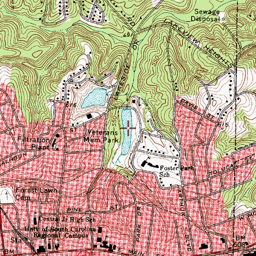 Topographic Map of Foster Park Lake, SC