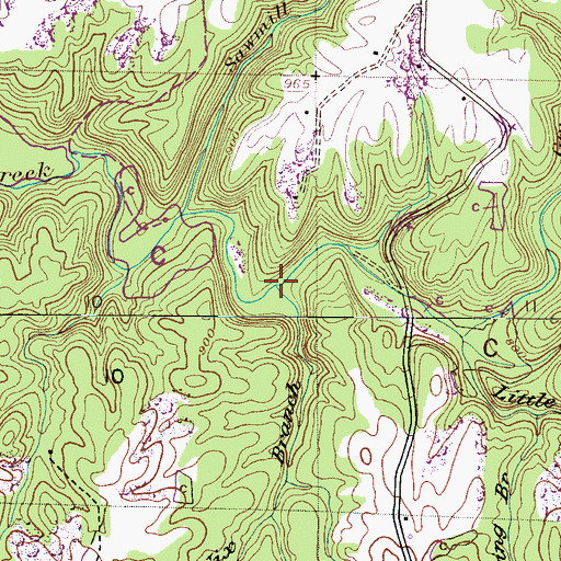 Topographic Map of Nix Branch, AL