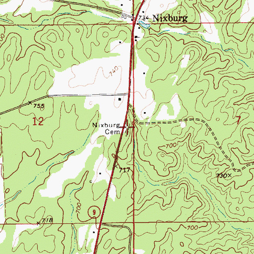 Topographic Map of Nixburg Cemetery, AL