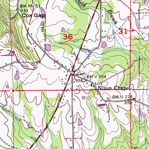 Topographic Map of Nixon Chapel, AL