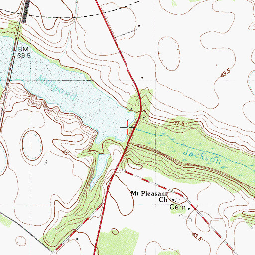 Topographic Map of Tutens Mill Pond Dam D-2569, SC