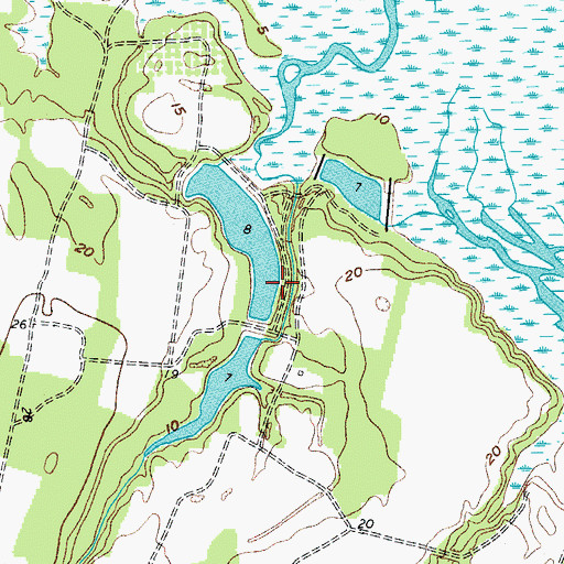 Topographic Map of Marine Railway Pond Dam D-2942, SC