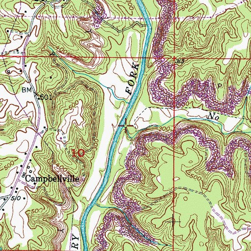 Topographic Map of No Business Creek, AL