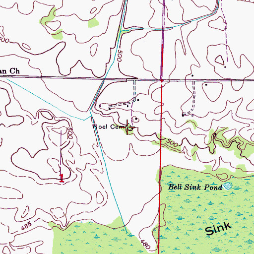Topographic Map of Noel Cemetery, AL