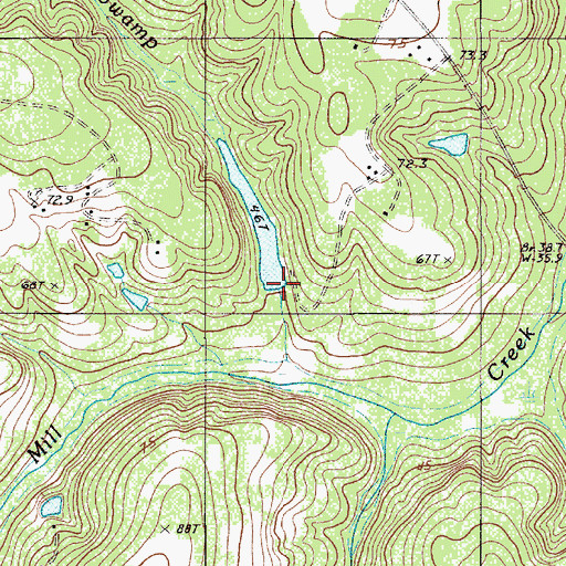 Topographic Map of Strickland Pond Dam, SC