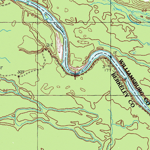 Topographic Map of J P Gamble Pond Dam, SC