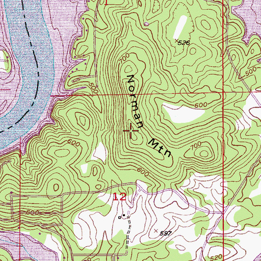 Topographic Map of Norman Mountain, AL