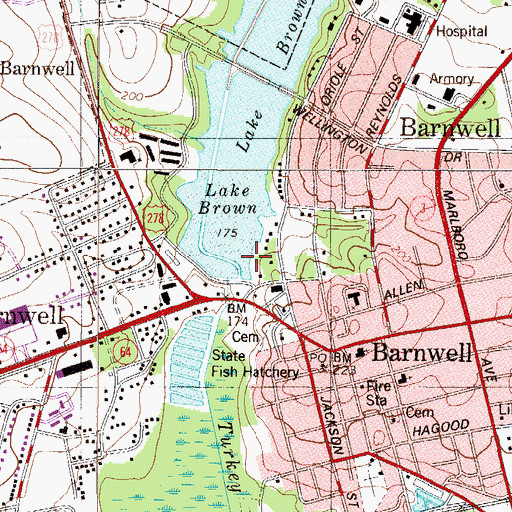 Topographic Map of Edgar A Brown Dam D-3064, SC