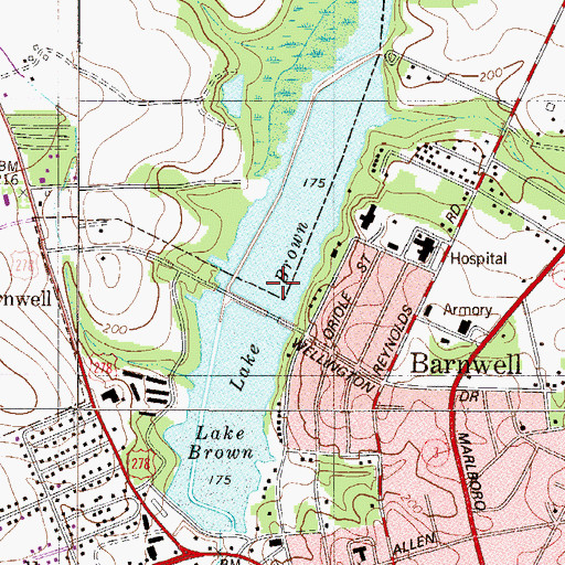 Topographic Map of Edgar A Brown Lake, SC