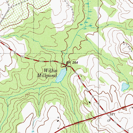 Topographic Map of Willis Mill Pond D-3054 Dam, SC