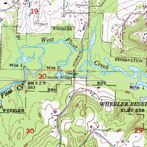 Topographic Map of Norris Bridge, AL