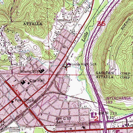 Topographic Map of Norris High School, AL