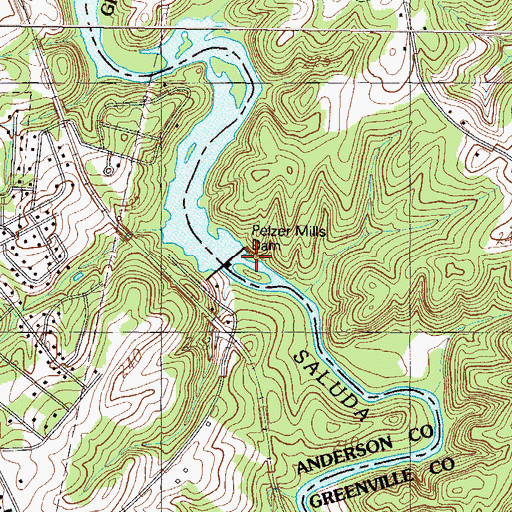 Topographic Map of Pelzer Mills Dam D-2848, SC