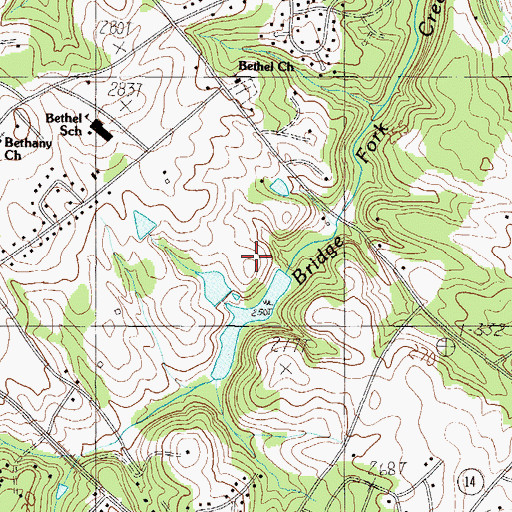 Topographic Map of Bridge Fork Creek Dam D-2904, SC