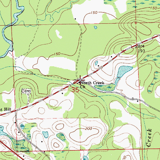 Topographic Map of North Creek Church, AL