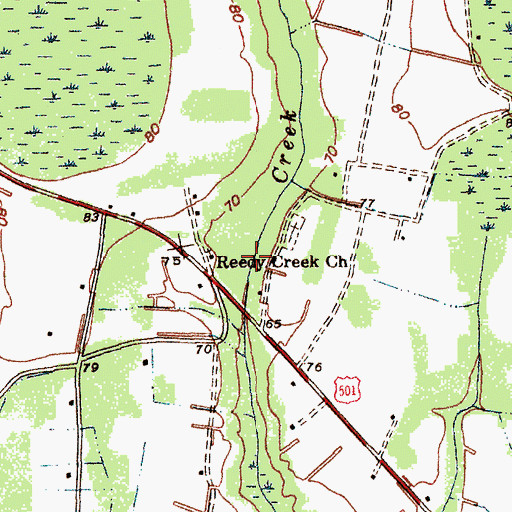 Topographic Map of Baxleys 501 Pond Dam D-0513, SC