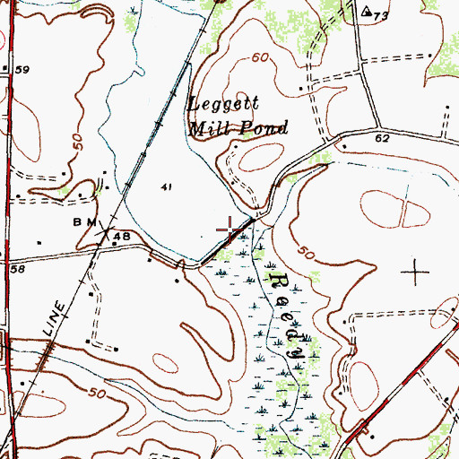 Topographic Map of Leggett Millpond Dam D-0511, SC