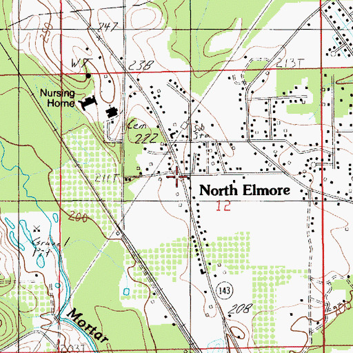 Topographic Map of North Elmore, AL