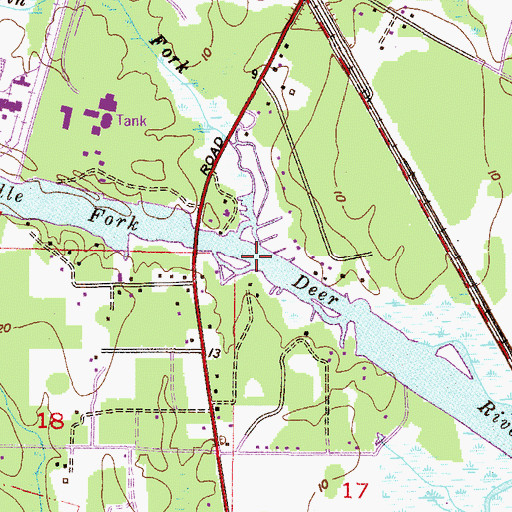 Topographic Map of North Fork Deer River, AL