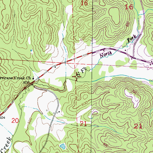 Topographic Map of North Fork Hurricane Creek, AL