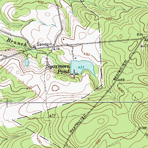 Topographic Map of Sycamore Pond Dam D-3180, SC