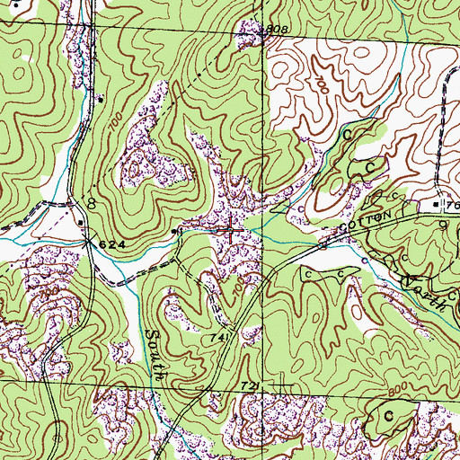Topographic Map of North Fork Trace Branch, AL