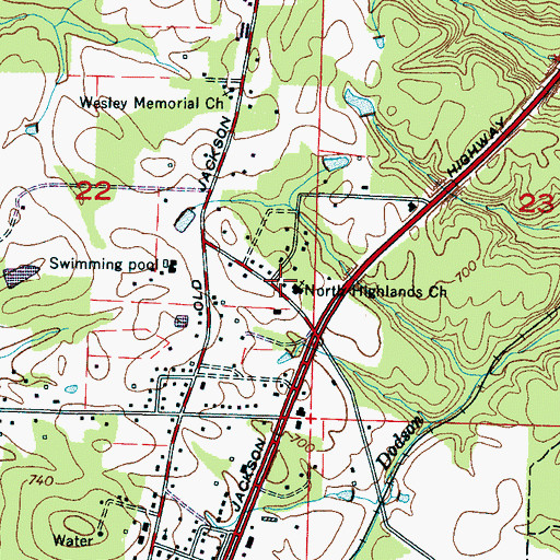 Topographic Map of North Highlands Church, AL