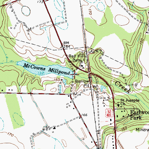 Topographic Map of McCowns Millpond Dam D-3535, SC