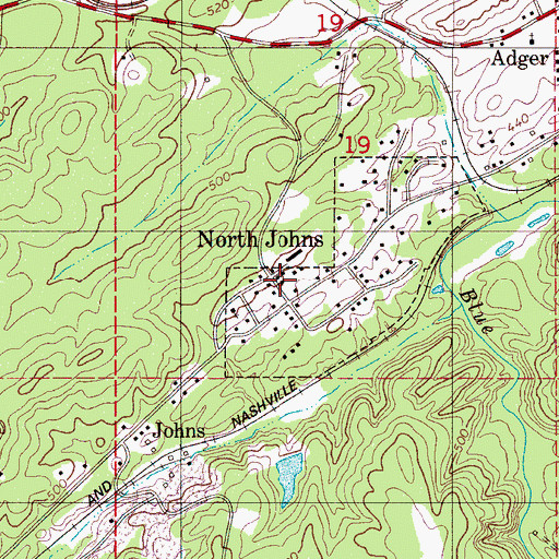 Topographic Map of North Johns, AL