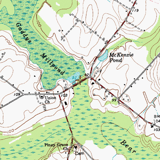 Topographic Map of Gaddys Millpond Dam D-3598, SC