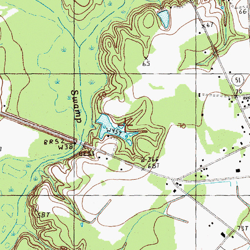 Topographic Map of J H Holliday Pond Dam D-3584, SC