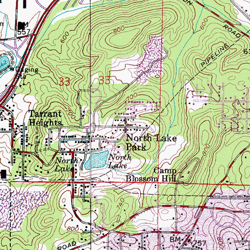 Topographic Map of North Lake Park, AL