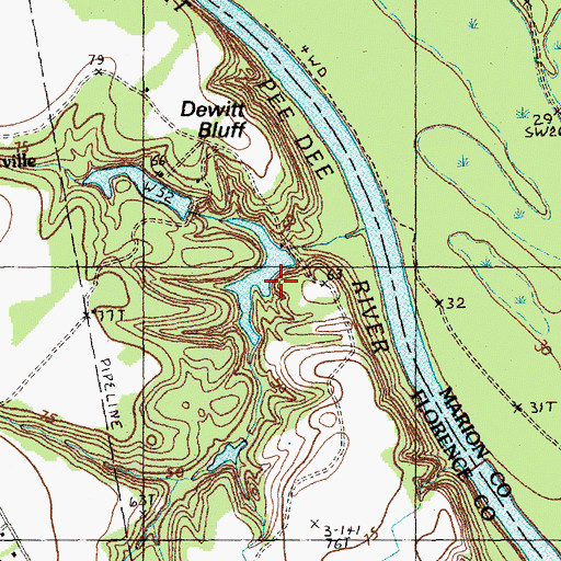 Topographic Map of Miller Pond Dam D-3582, SC