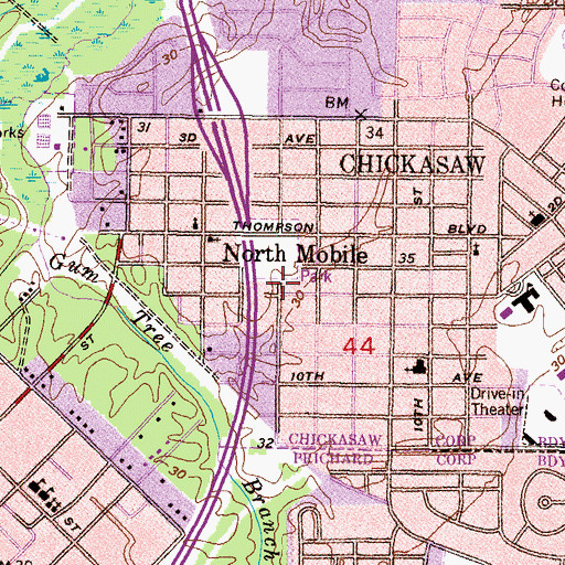 Topographic Map of North Mobile, AL