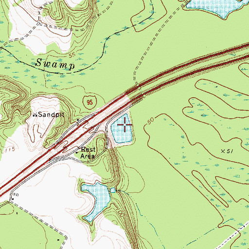 Topographic Map of I 95 Rest Area Lagoon Dam D-3560, SC